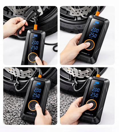 Belaidis kompresorius 150PSI 12V automobilinė pompa LCD ekranas auto stop funkcija padangoms