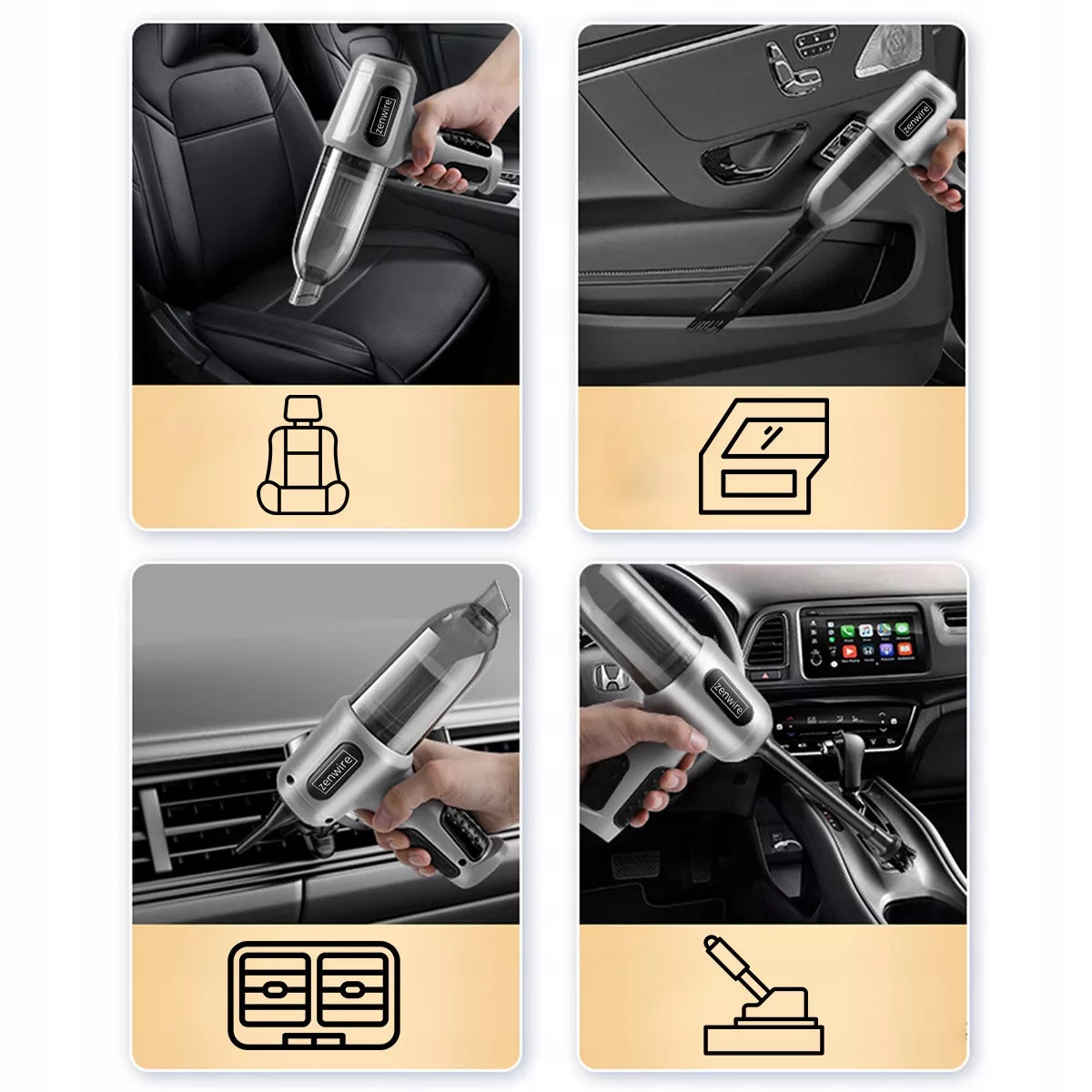 Belaidis rankinis automobilinis dulkių siurblys 2in1 su oro pūtiklio funkcija