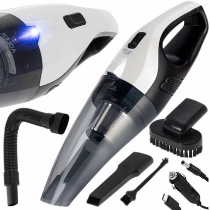 Belaidis rankinis automobilinis dulkių siurblys, galingas, priedai, USB-C/12V