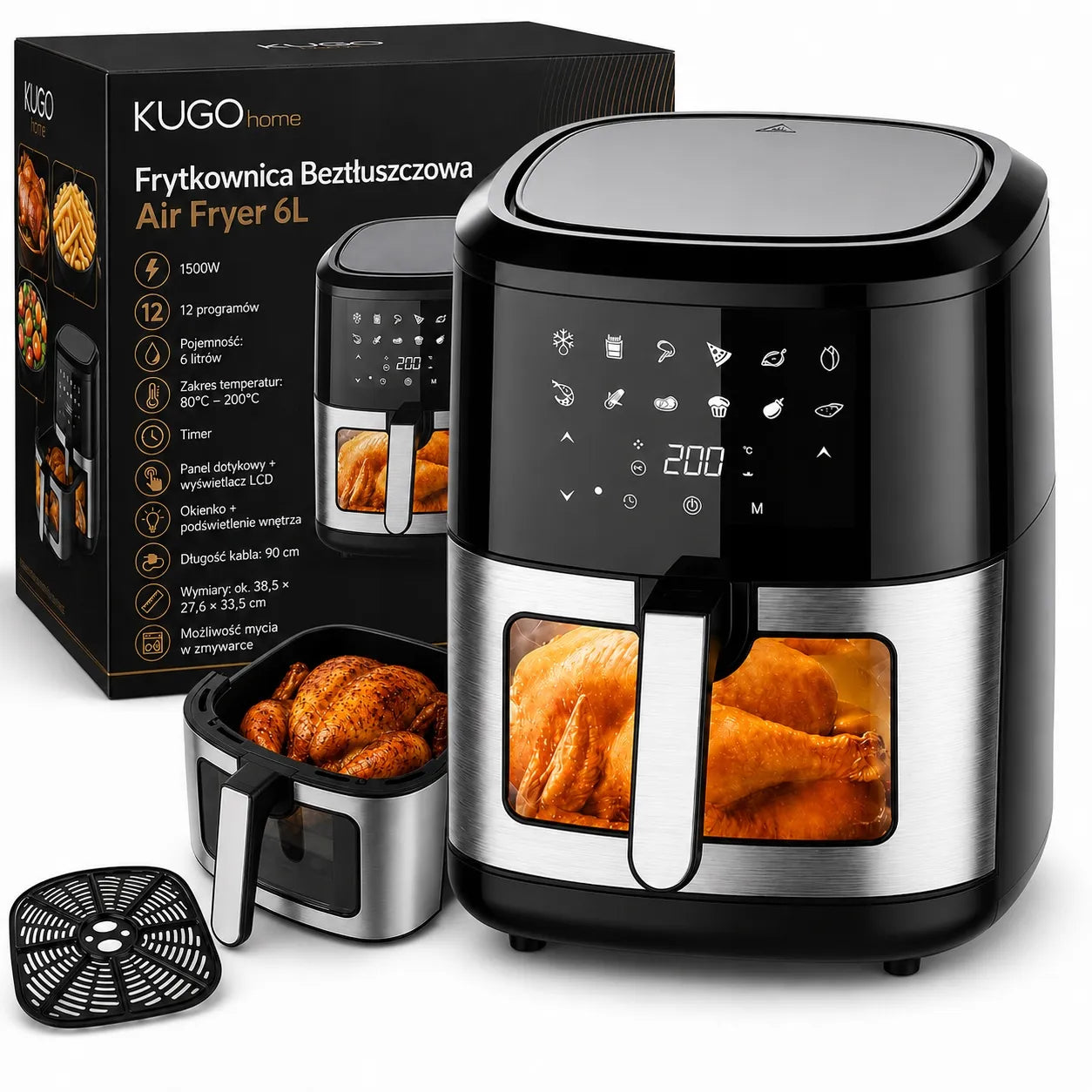 Berialė gruzdintuvė Air Fryer 6L 1500W 12 programų