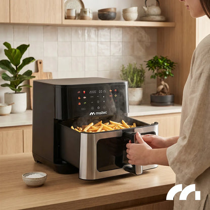 Beriebalė gruzdintuvė MalTec 10l 2000W Air Fryer su langeliu ir padėklais