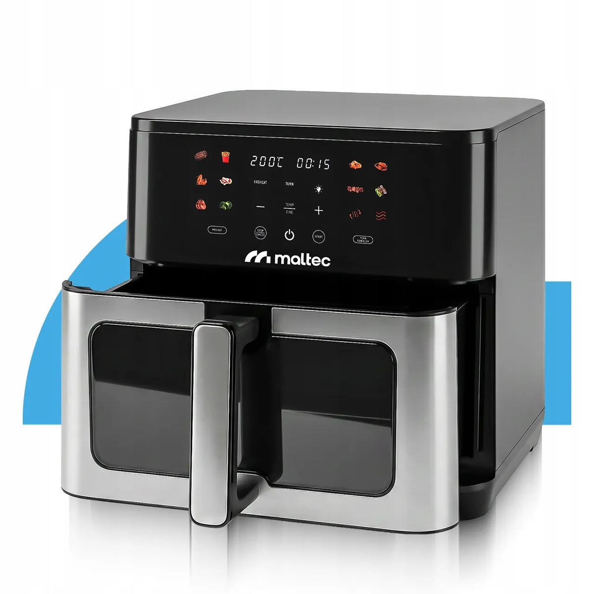 Beriebalė gruzdintuvė MalTec 10l 2000W Air Fryer su langeliu ir padėklais
