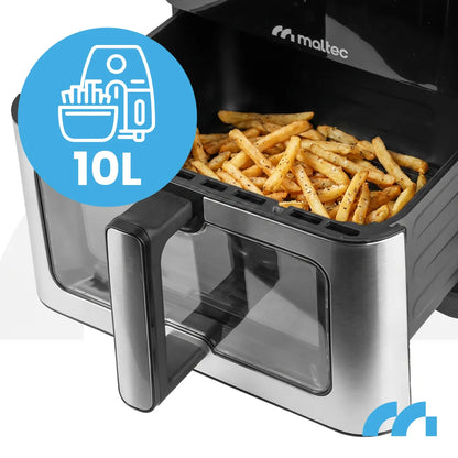 Beriebalė gruzdintuvė MalTec 10l 2000W Air Fryer su langeliu ir padėklais