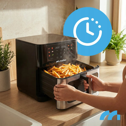 Beriebalė gruzdintuvė MalTec 10l 2000W Air Fryer su langeliu ir padėklais