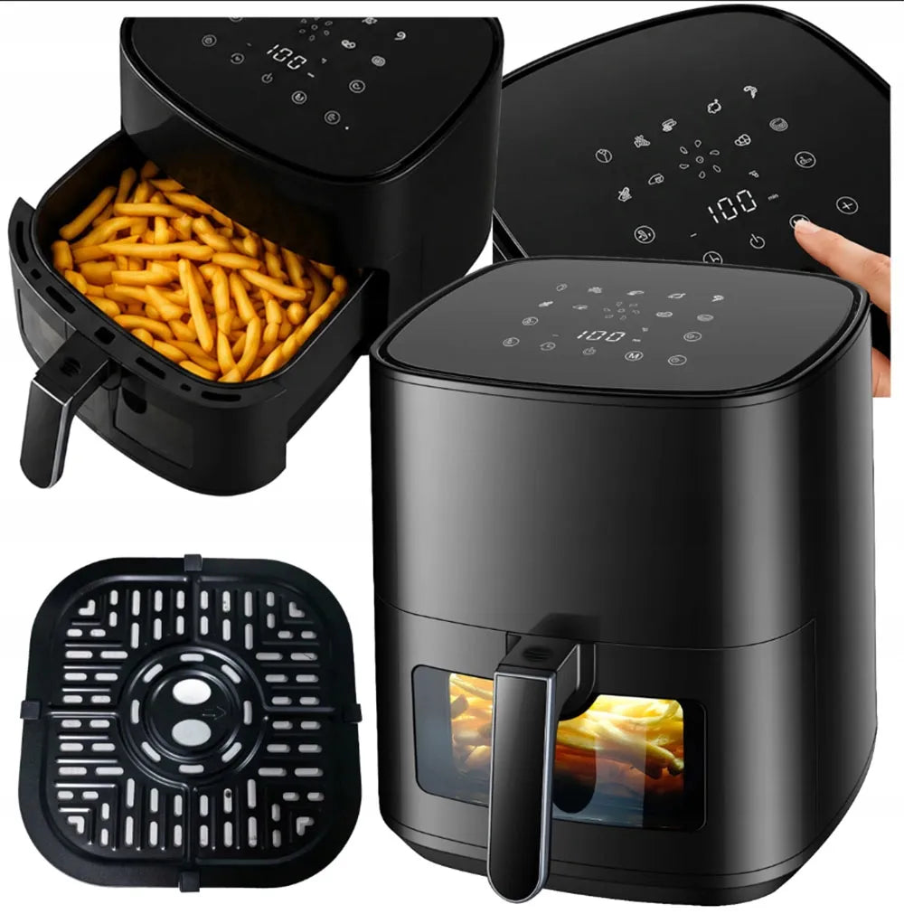 Bežriebė gruzdintuvė Air Fryer 5L, 1500W, 9 programos, galinga