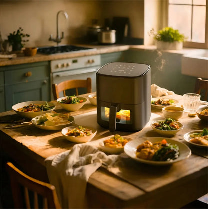 Bežriebė gruzdintuvė Air Fryer 5L, 1500W, 9 programos, galinga
