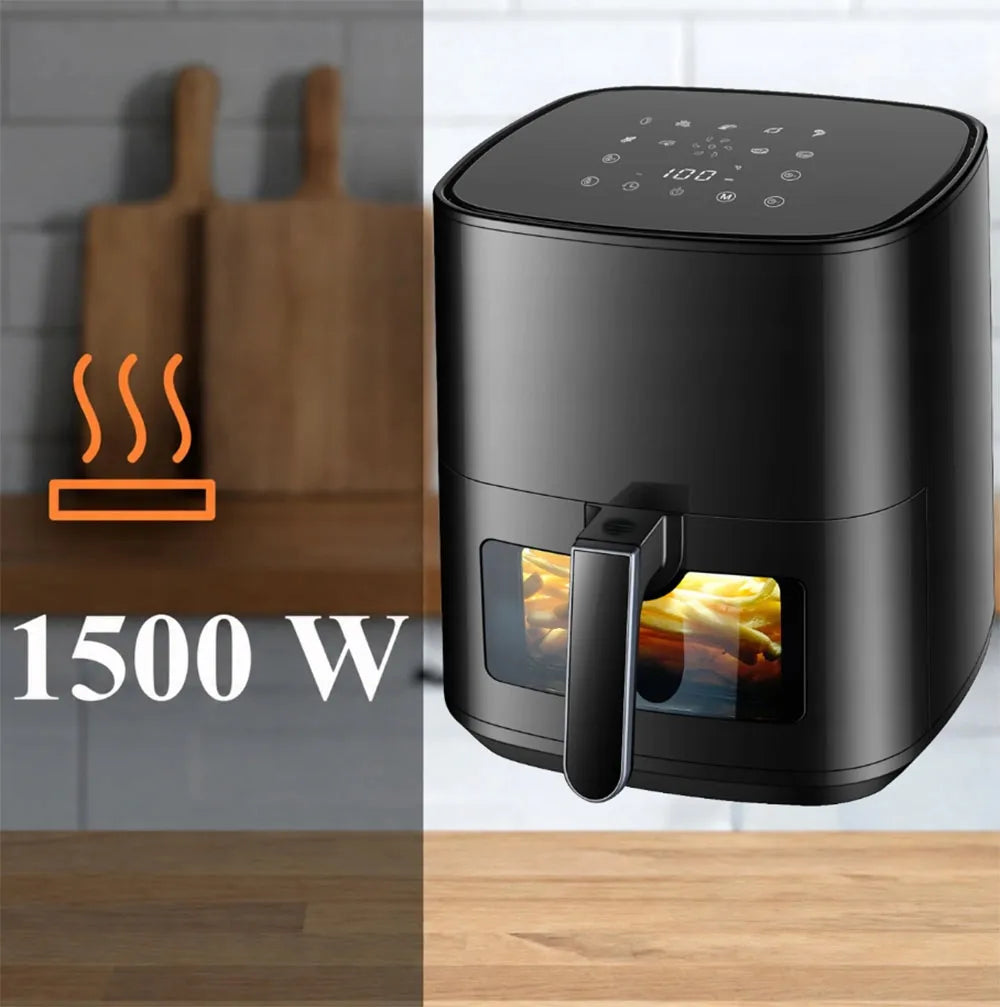 Bežriebė gruzdintuvė Air Fryer 5L, 1500W, 9 programos, galinga