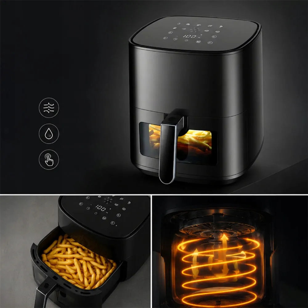 Bežriebė gruzdintuvė Air Fryer 5L, 1500W, 9 programos, galinga