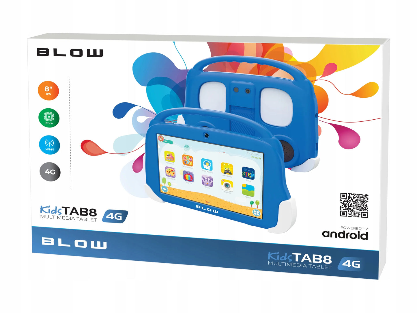 8 colių planšetinis kompiuteris 4G LTE 4/64 GB WiFi SIM GPS HD ANDROID MĖLYNAS EDUKACINIS DĖKLAS