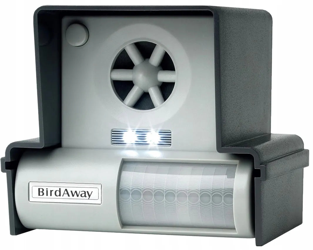 BIRD AWAY paukščių, balandžių, varnėnų, žvirblių, varnų ir juodvarnių atbaidytuvas su maitinimo adapteriu