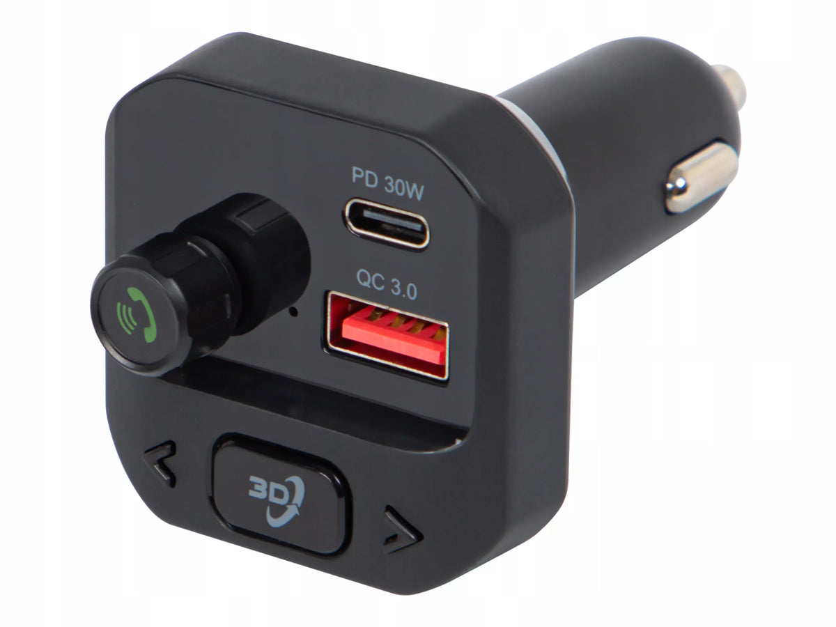 BLOW 74-175 automobilinis FM siųstuvas, Bluetooth įkroviklis su galingais bosais, USB-C PD QC3.0