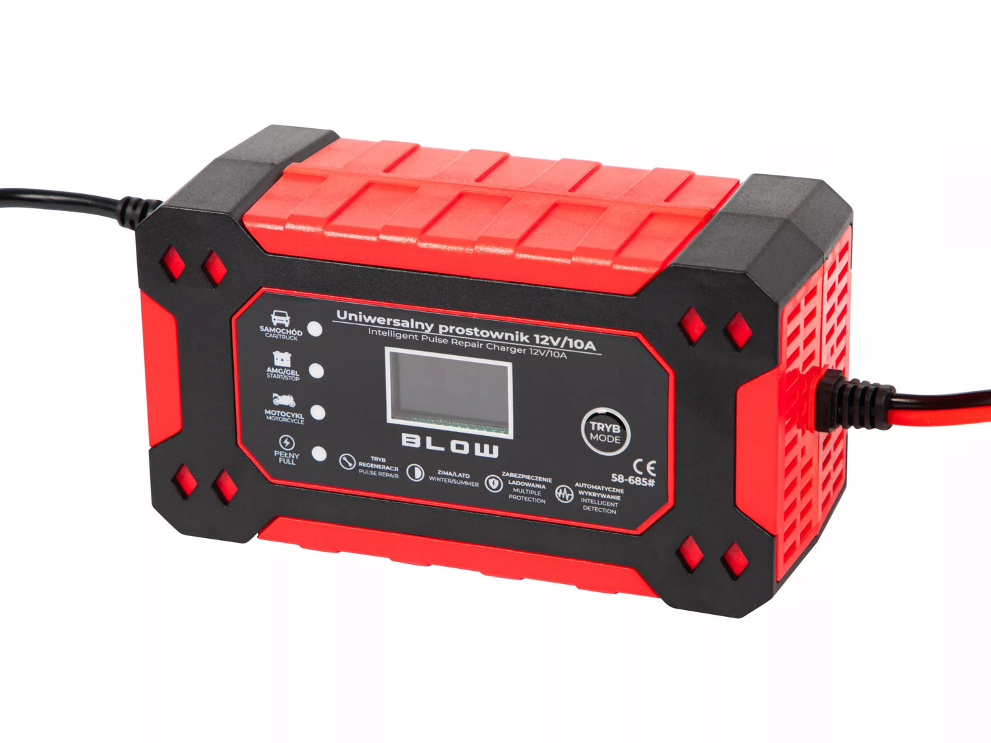BLOW automatinis akumuliatorių įkroviklis 12V 10A su LCD ekranu ir remonto funkcija