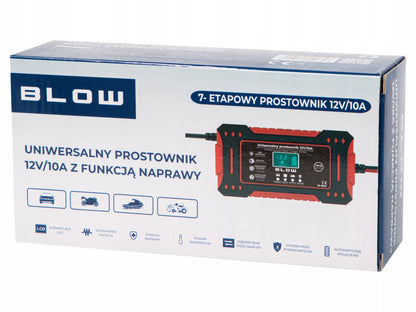 BLOW automatinis akumuliatorių įkroviklis 12V 10A su LCD ekranu ir remonto funkcija