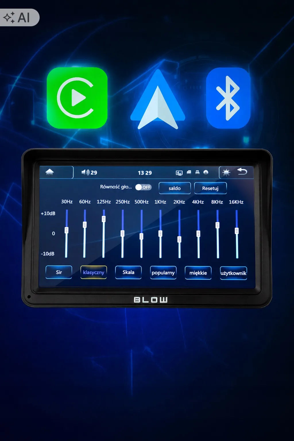 BLOW belaidė automobilinė multimedijos stotelė su CarPlay, Wi-Fi, 7 colių ekranu, Bluetooth ir galinio vaizdo kamera