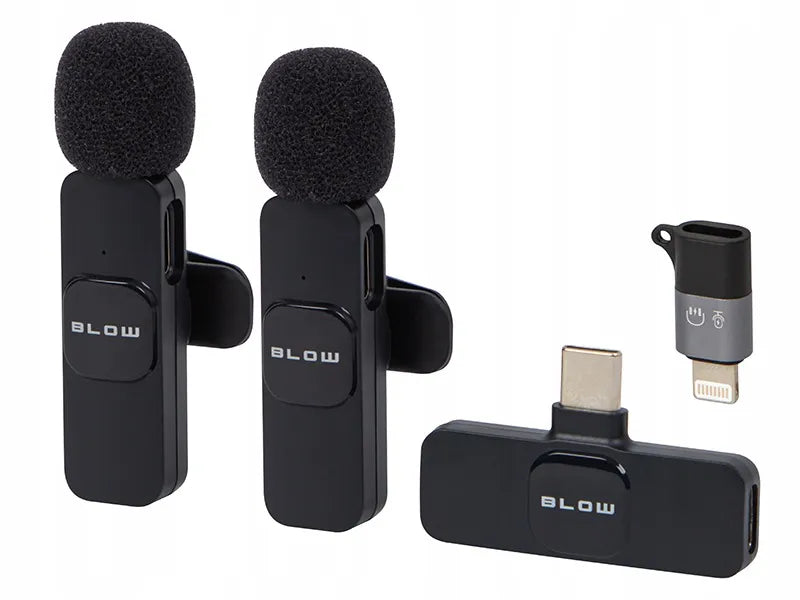 BLOW belaidis prisegamas kondensatorinis mikrofonas, 2 mikrofonai su imtuvu, USB-C