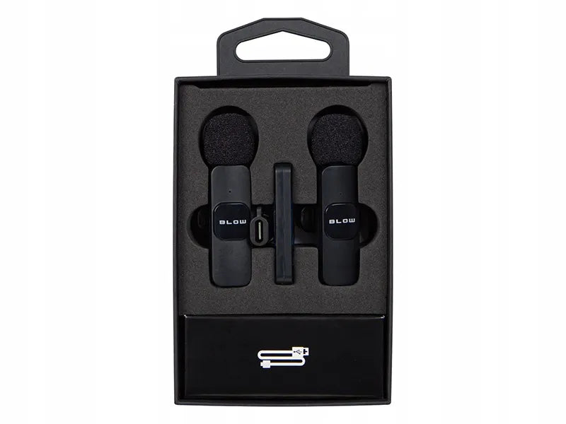 BLOW belaidis prisegamas kondensatorinis mikrofonas, 2 mikrofonai su imtuvu, USB-C