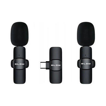BLOW belaidis prisegamas kondensatorinis mikrofonas, 2 mikrofonai su imtuvu, USB-C