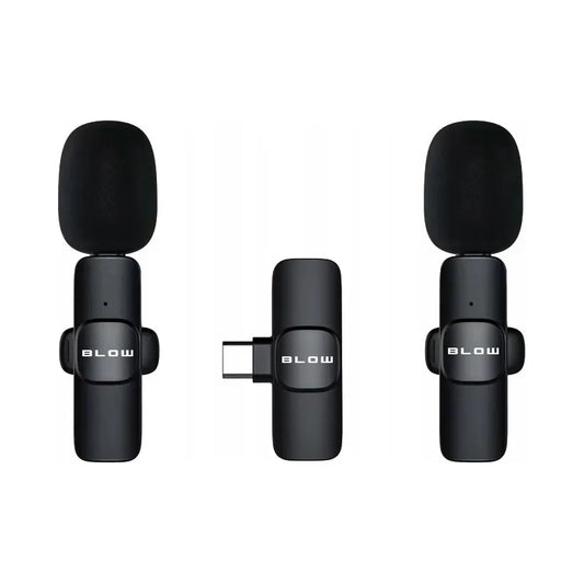 BLOW belaidis prisegamas kondensatorinis mikrofonas, 2 mikrofonai su imtuvu, USB-C