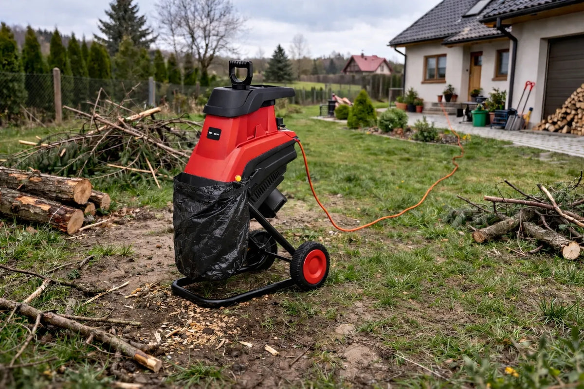 BLOW elektrinis šakų smulkintuvas, 3600 W, iki 45 mm, su 2 × 45 l maišais