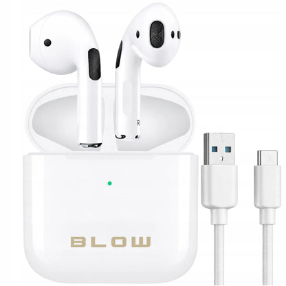 BLOW i15 belaidės į ausis įstatomos „Bluetooth“ ausinės su mikrofonu ir įkrovimo dėklu