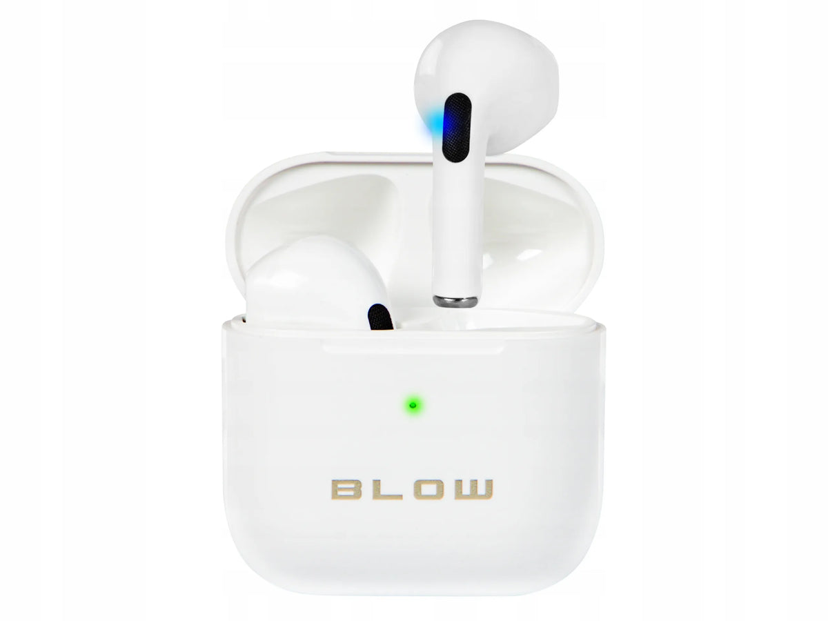 BLOW i15 belaidės į ausis įstatomos „Bluetooth“ ausinės su mikrofonu ir įkrovimo dėklu