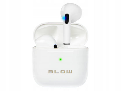 BLOW i15 belaidės į ausis įstatomos „Bluetooth“ ausinės su mikrofonu ir įkrovimo dėklu