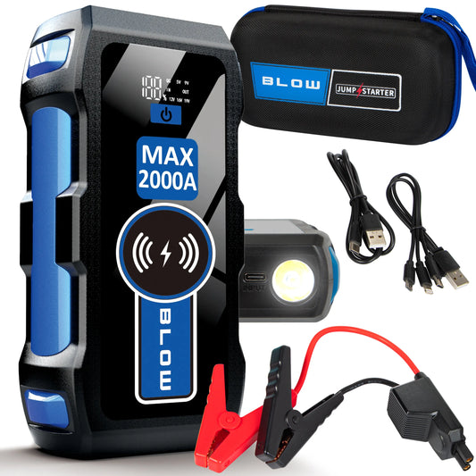 BLOW JS-24 paleidimo įrenginys 2000 A, išorinė baterija, LED žibintuvėlis, 12 000 mAh