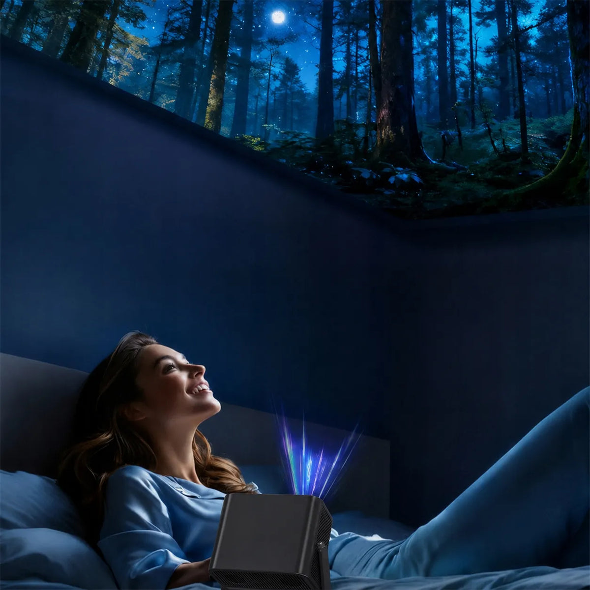 BLOW MaxView pasukamas LED projektorius su garsiakalbiu, „Android Smart TV“, „Wi-Fi“, Full HD ir HDMI