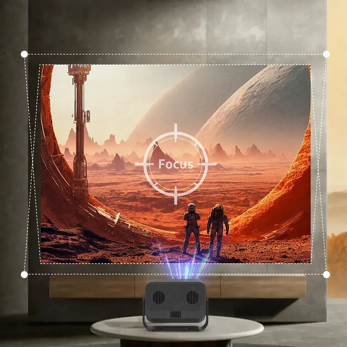 BLOW MaxView pasukamas LED projektorius su garsiakalbiu, „Android Smart TV“, „Wi-Fi“, Full HD ir HDMI