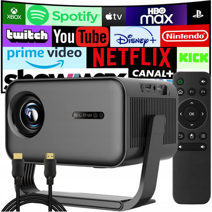 BLOW MaxView pasukamas LED projektorius su garsiakalbiu, „Android Smart TV“, „Wi-Fi“, Full HD ir HDMI