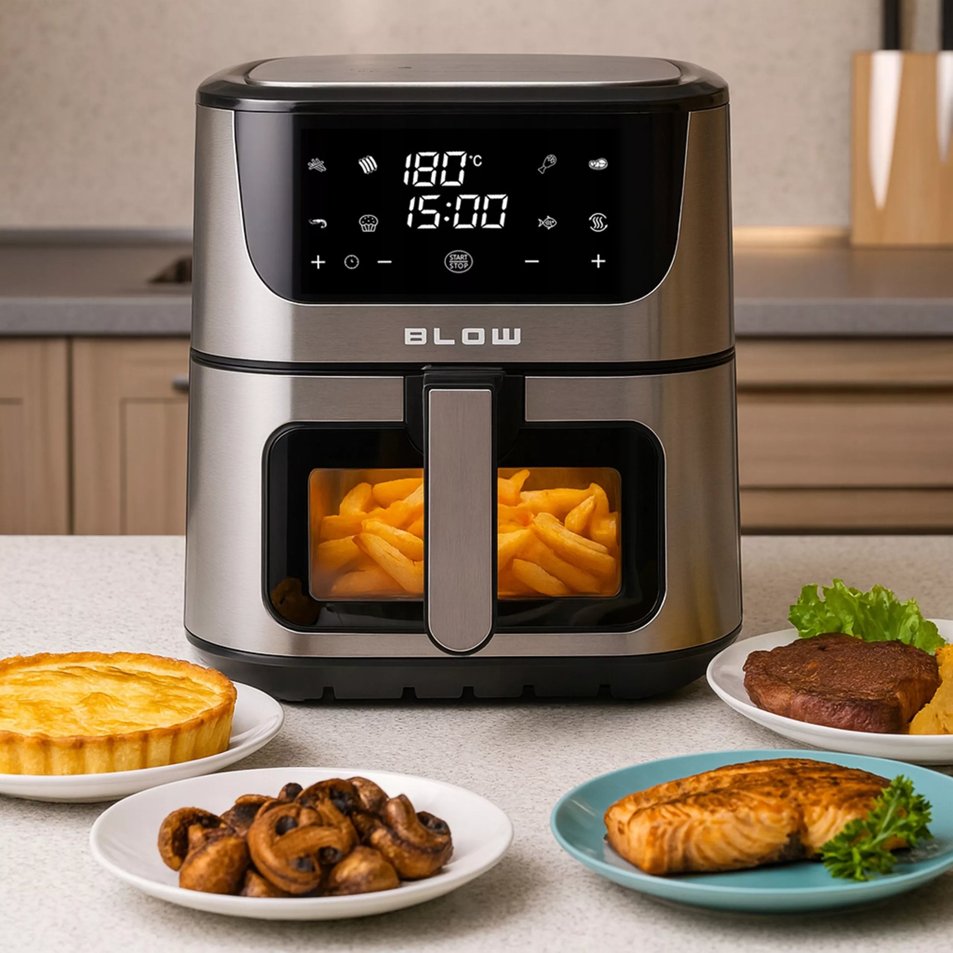BLOW orkaitė su karšto oro cirkuliacija AIR FRYER, XL 8L talpa, 2 kaitinimo elementai, 2500W
