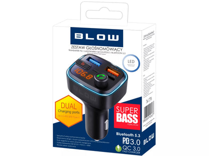 BLUETOOTH 5.3 FM siųstuvas QC 3.0 PD30W stiprus bosas įkroviklis mikrofonas