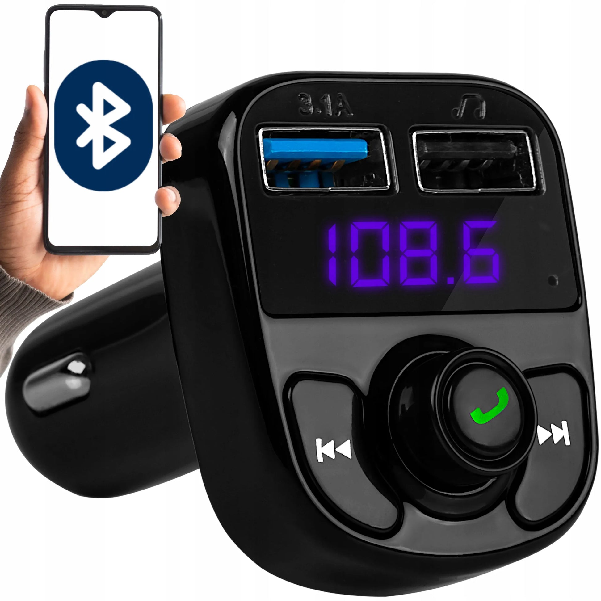 BLUETOOTH FM siųstuvas MP3 įkroviklis grotuvas BT audio adapteris
