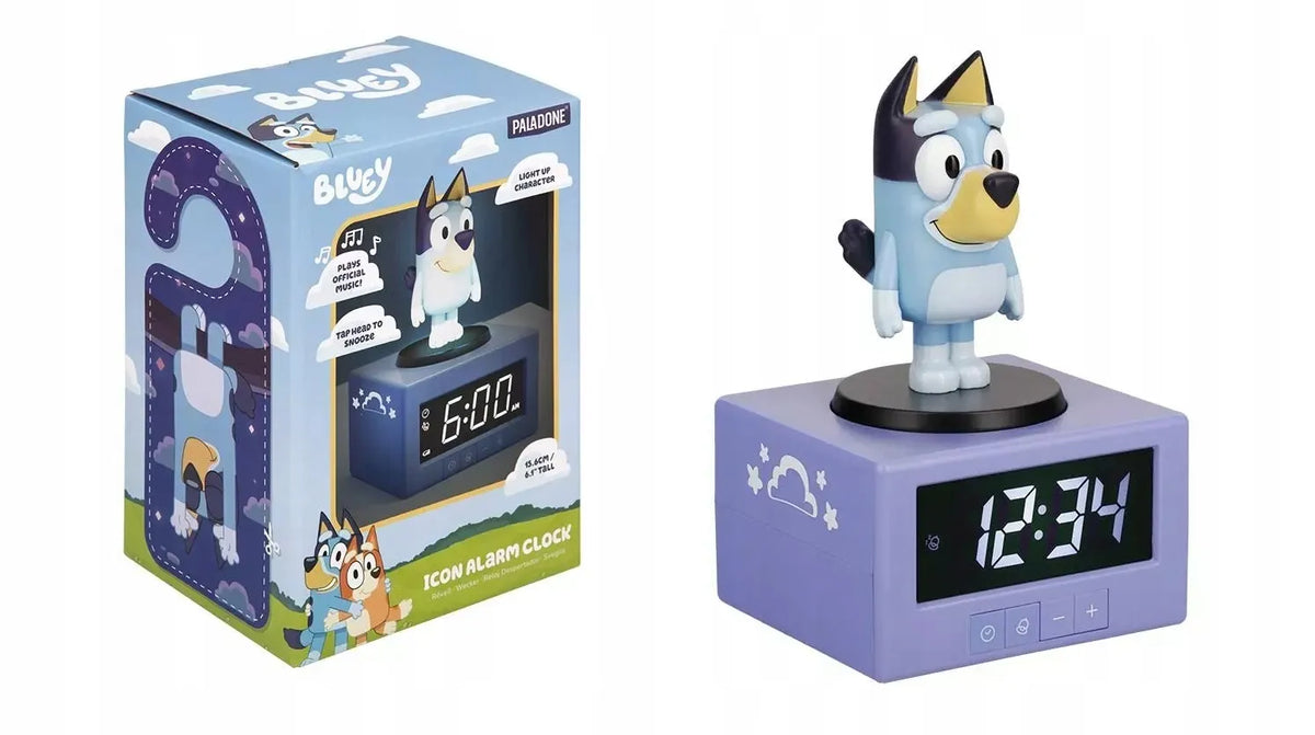 „Bluey“ 3D žadintuvas su naktine lempute, 15,6 cm, su garsu