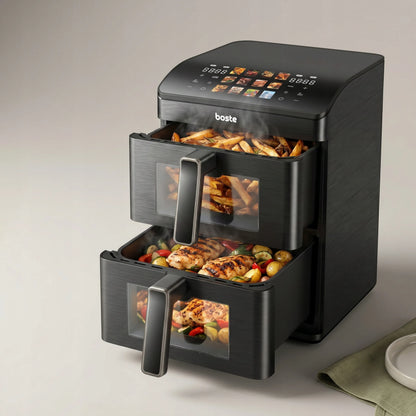 Boste bežriebė gruzdintuvė Air Fryer 12L Dual Zone XXL 2 skyriai 3000W