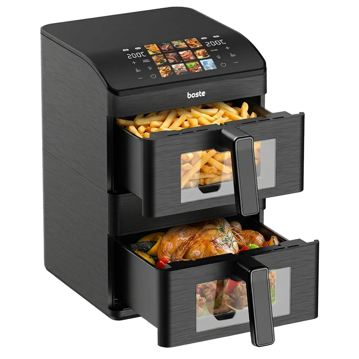Boste Flavor Cookmaster D8 oro gruzdintuvė 12L Dual Zone XXL 2 skyriai 3000W