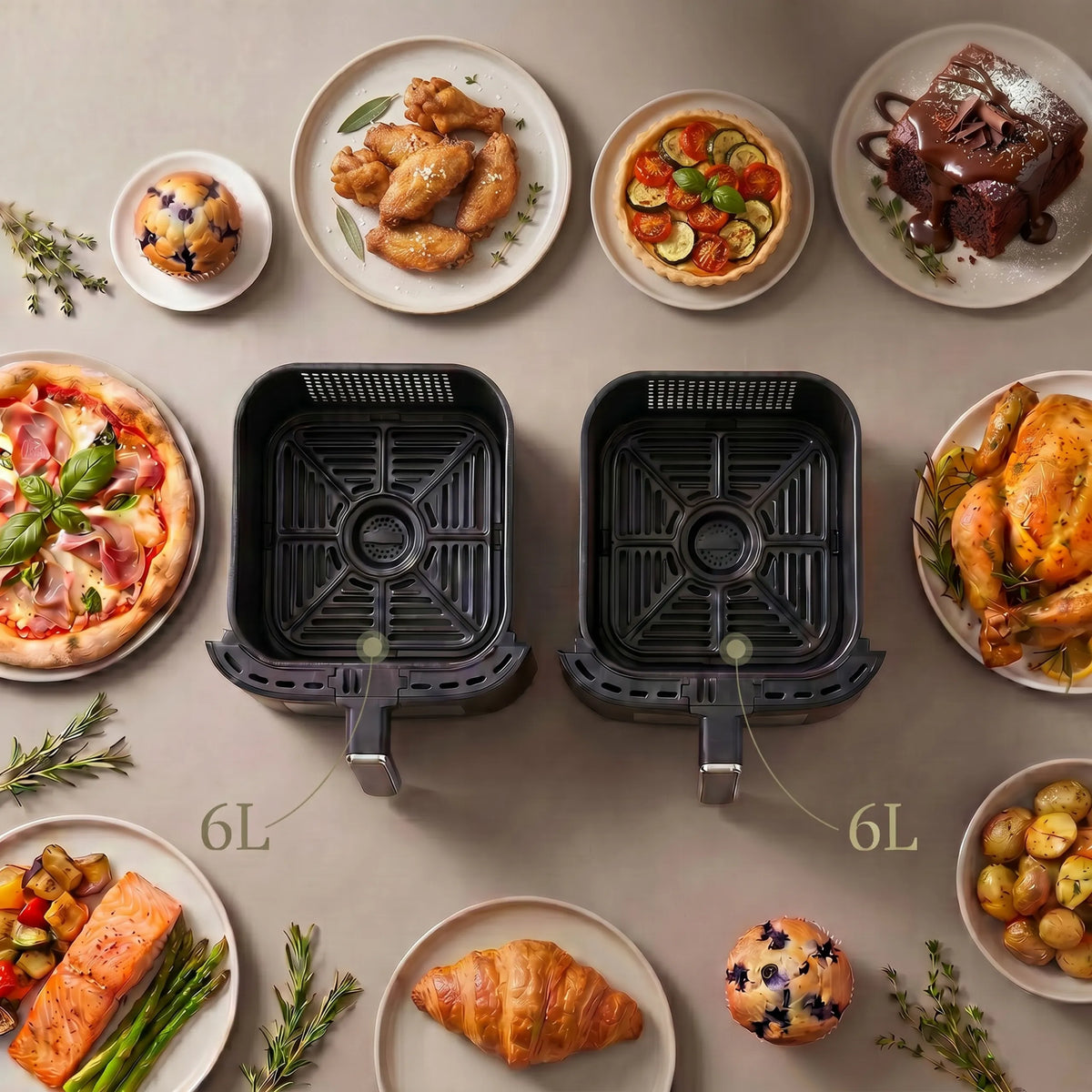 Boste Flavor Cookmaster D8 oro gruzdintuvė 12L Dual Zone XXL 2 skyriai 3000W