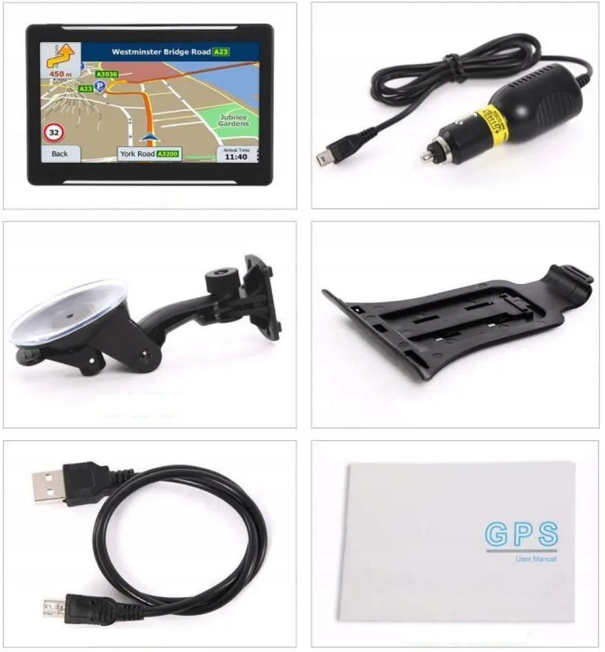 BRADERS „Truck“ GPS navigacija, 7 col., Europa, 2026 m. žemėlapiai, 16 GB, greita vietos paieška