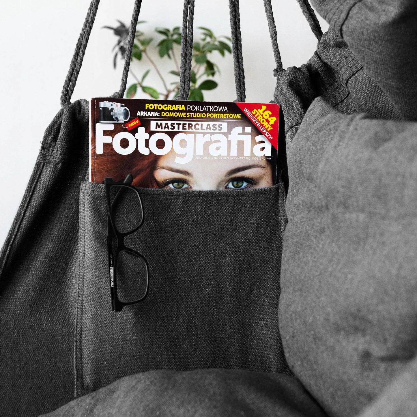 Brazilietiškas hamakas pakabinama kėdė Bahio grafitinė