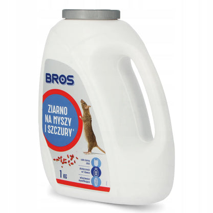 BROS masalas pelėms ir žiurkėms, 1 kg granulių, stipriai viliojantis, mumifikuojantis preparatas