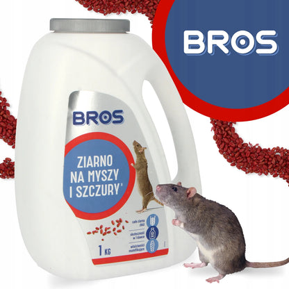 BROS masalas pelėms ir žiurkėms, 1 kg granulių, stipriai viliojantis, mumifikuojantis preparatas
