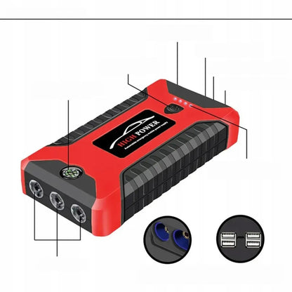 „Buster“ automobilinis užvedimo įrenginys, 99 800 mAh, 12 V, power bank su gnybtais ir žibintuvėliu