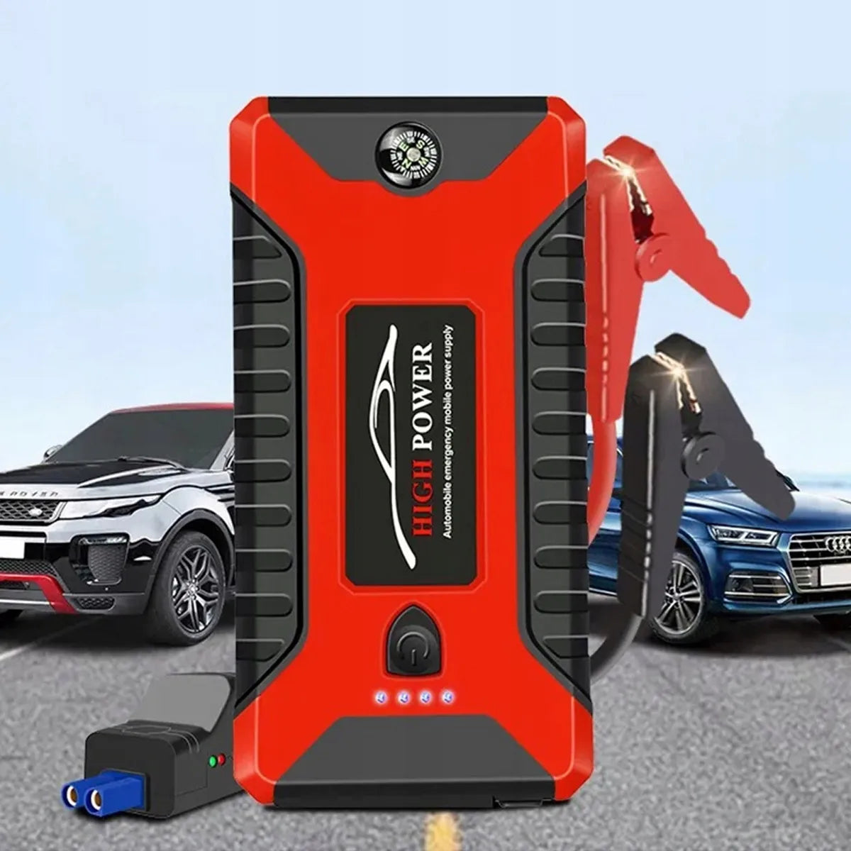 „Buster“ automobilinis užvedimo įrenginys, 99 800 mAh, 12 V, power bank su gnybtais ir žibintuvėliu