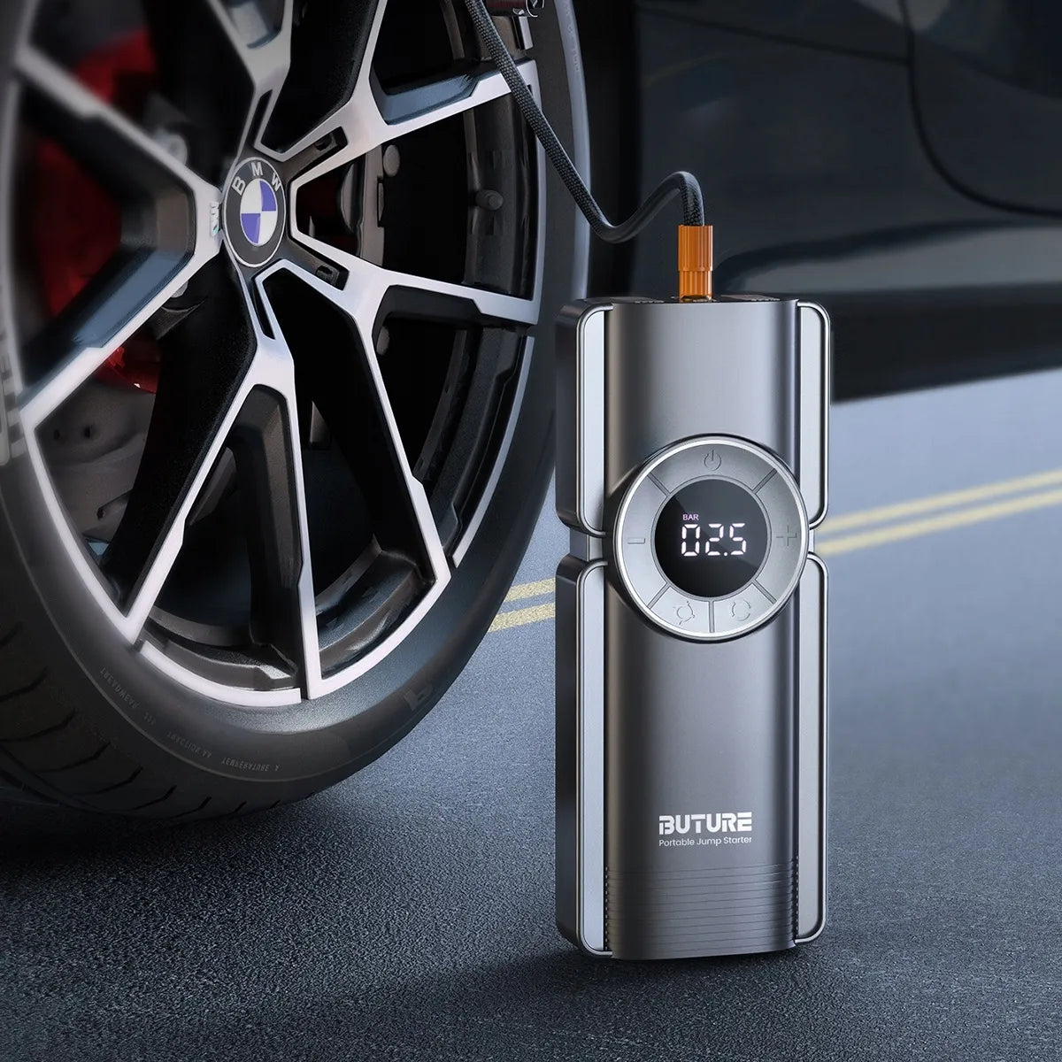 Buture BETA01 4 viename šuolinis paleidiklis, „powerbank“, kompresorius 2500 A