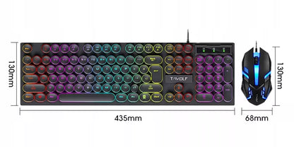 žaidėjo rinkinys žaidimų klaviatūra pelė LED RGB USB apšvietimas