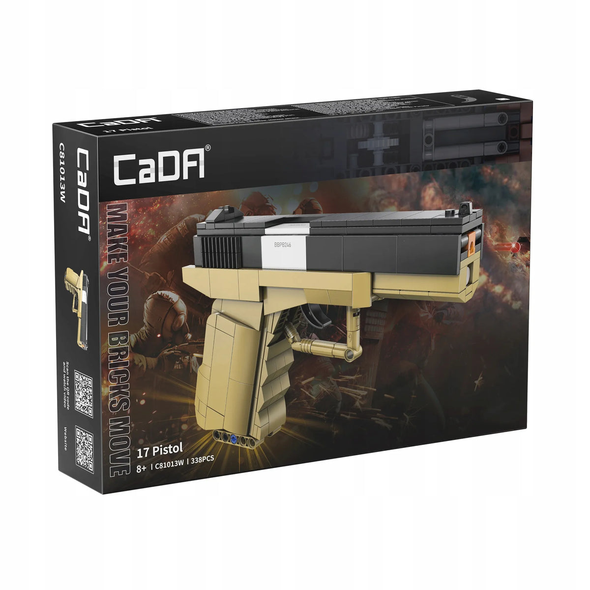 CaDA 17 Pistol konstruktorius, žaislinė replika, 5 sviediniai, 338 elementai