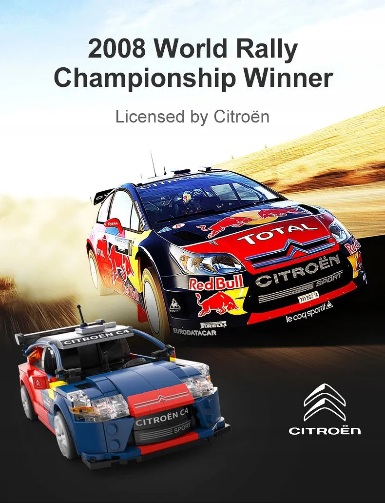 CaDA Citroen C4 WRC konstruktorius, 329 detalės, valdomas telefonu per „Bluetooth“