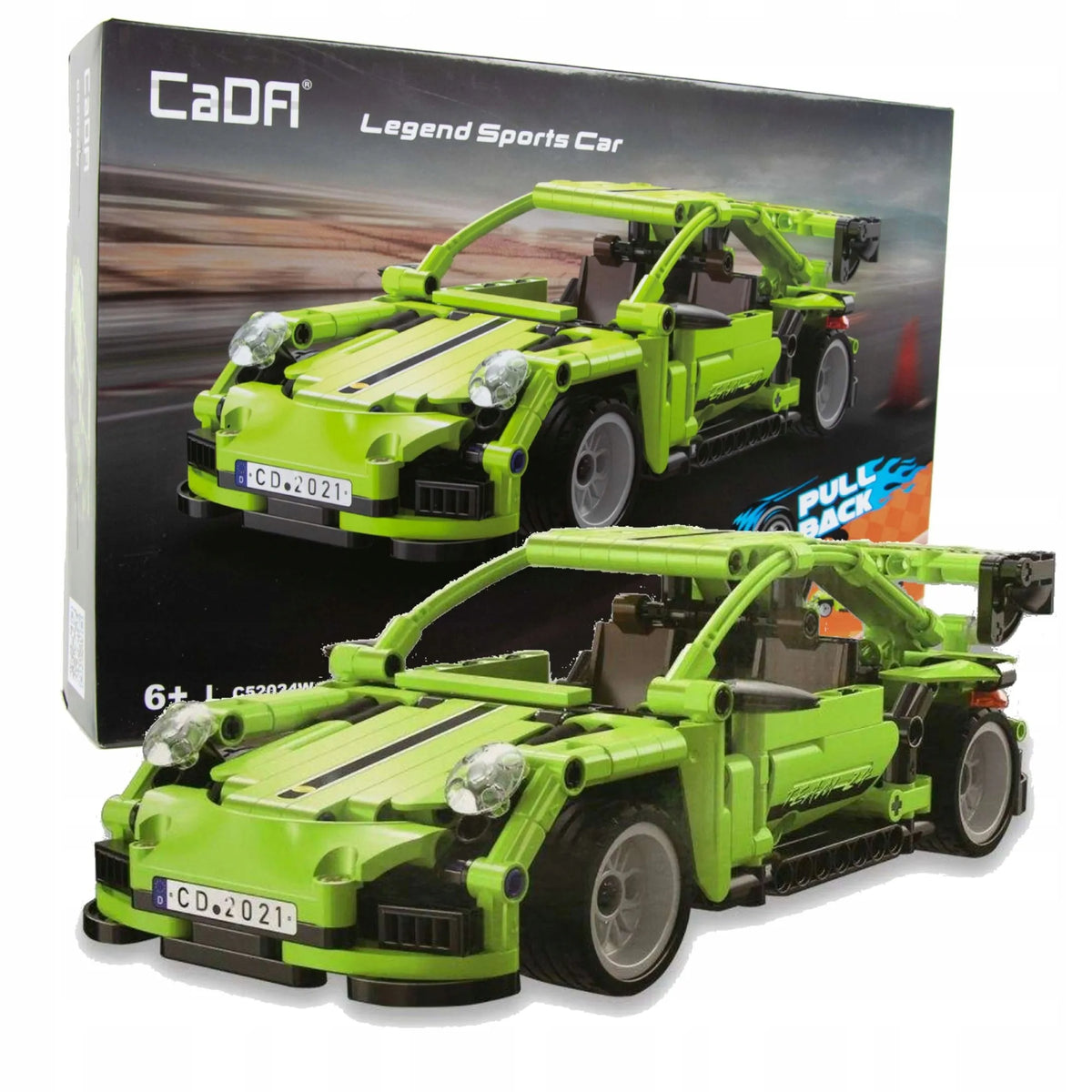 CaDA konstruktorius „Legend Sports Car“ – lenktyninis automobilis su pull-back pavara, 387 detalės