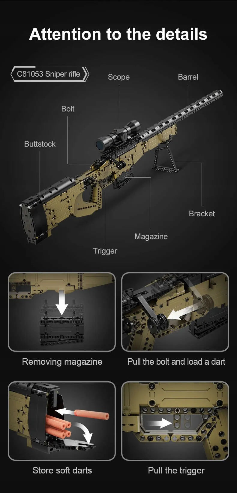 CaDA šaudantis snaiperio šautuvo konstruktorius „Sniper Rifle“, 978 dalių