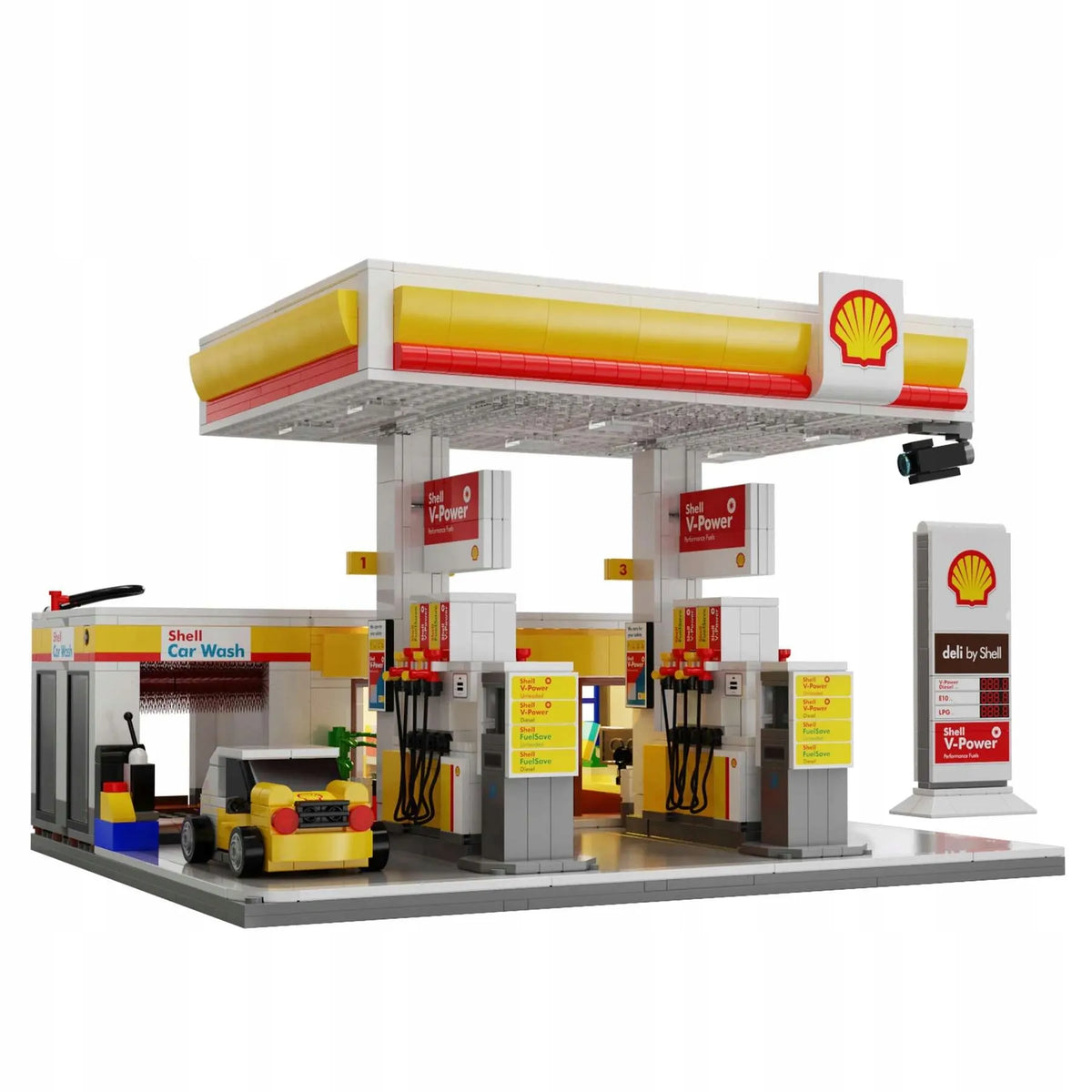 CaDA Shell degalinės konstruktorius, 1309 detalės, LED apšvietimas